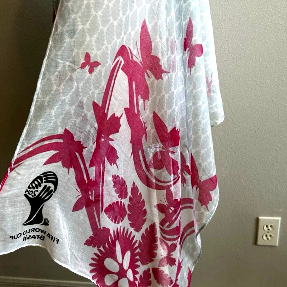 fifa soccer scarf PINK Butterfly shawl FIFA World Cup Brasil 2014 Coverup y2k